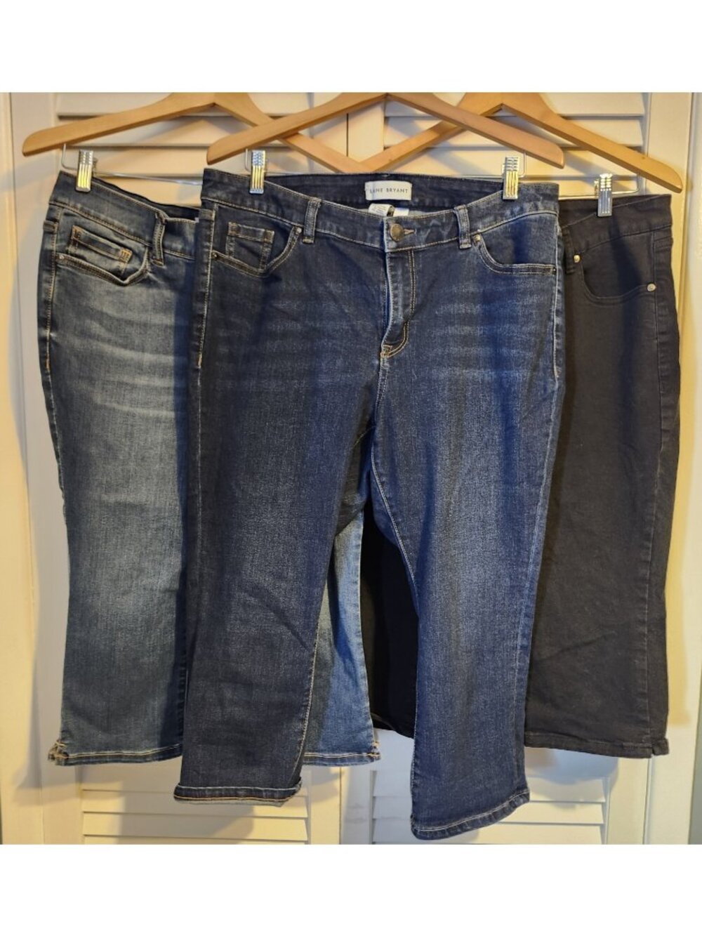 3- Sz 14 Lane Bryant Crop Jeans Lot Plus Size Stretchy